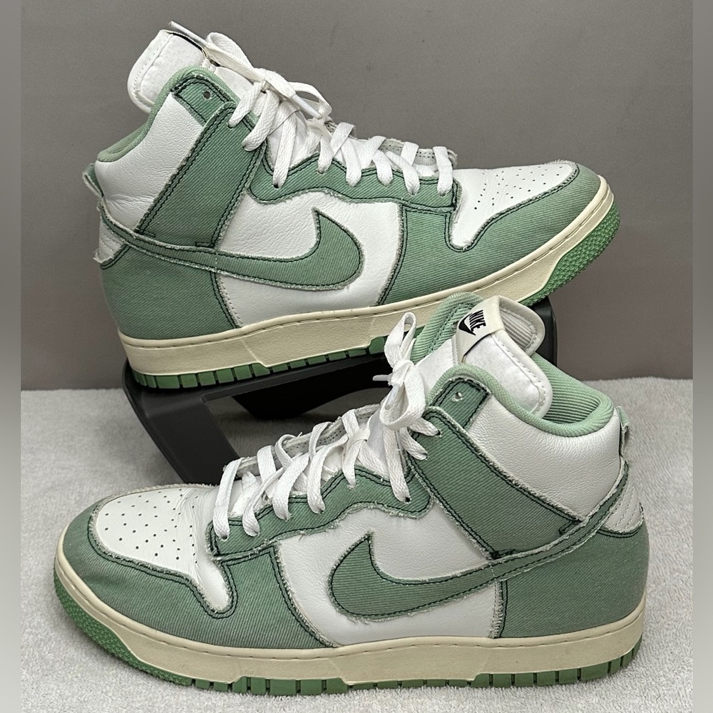 Nike Dunk High 1985 Womens Size 11.5 Enamel Green Denim Sneaker Shoes DV1143-300